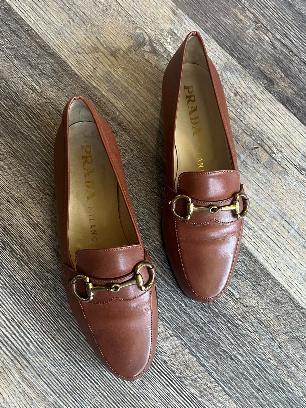 Prada Chestnut Leather Horsebit Loafers for Women Size 6 - Picture 2 of 14